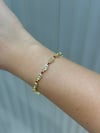 14K Gold Renk Bordo Taşlı İnce Zarif VIP Bileklik (17+2 CM)