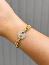 14K Gold Renk Düğme Taşlı VIP Bileklik (17+2 cm)
