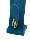 14K Gold Renk Full Taş Üç Sıra Orta Boy VIP Küpe (2,5 CM)