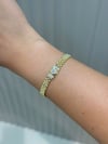 14K Gold Renk Hasır Vintage Ortası Taşlı VIP Bileklik (17+2 CM)