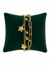 14K Gold Renk İkili Yıldız VIP Bileklik (17+2 cm)