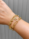 14K Gold Renk İkili Yıldız VIP Bileklik (17+2 cm)