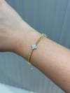 14K Gold Renk İncecik Yonca Desenli VIP Zincir Bileklik (17+2 cm)