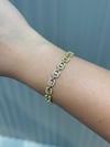 14K Gold Renk Kare Taşlı Bitişik Zincir VIP Bileklik (17+2 cm)