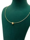 14K Gold Renk Kısa Kristal Beyaz Taşlı Tel Kolye (42 CM)