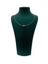 14K Gold Renk Kısa Kristal Beyaz Taşlı Tel Kolye (42 CM)