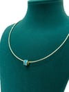 14K Gold Renk Kısa Mavi Taşlı Tel Kolye (42 CM)