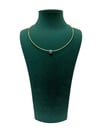 14K Gold Renk Kısa Mavi Taşlı Tel Kolye (42 CM)