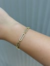 14K Gold Renk Messy Full Taş VIP Bileklik (17+2 cm)