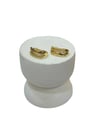 14K Gold Renk Mini 3 Şerit Dokulu VIP Küpe (1 CM)