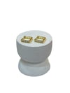 14K Gold Renk Mini Dikdörtgen Kesme Sıra Taşlı VIP Küpe (1 CM)
