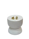 14K Gold Renk Mini İğneli Oval Dokulu Küpe (0,5 CM)