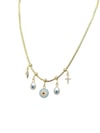 14K Gold Renk Nazar Charmlı VIP Kolye (40+5 CM)