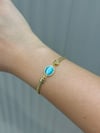 14K Gold Renk Opal Mavi Taşlı Vintage Ezme VIP Bileklik (17+5 CM)