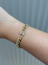14K Gold Renk Ortası Messy Yan Zincirleri Gurmet VIP Bileklik (17+2 cm)