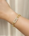 14K Gold Renk Ortası Taşlı Messy VIP Bileklik (17+2 cm)