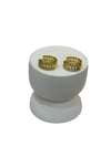 14K Gold Renk Ortası Zincirli Zirkon VIP Halka Küpe (1 CM)