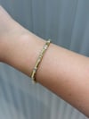 14K Gold Renk Şerit Dikdörtgen Taşlı VIP Bileklik (17+2 cm)