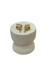 14K Gold Renk Şeritli Mini Kesme Sallantı Taş VIP Küpe (1 CM)
