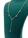 14K Gold Renk Taşlı İnce Zincir VIP Kolye (56+5 CM)