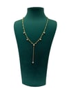 14K Gold Renk Taşlı İnce Zincir VIP Kolye (56+5 CM)