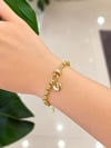 14K Gold Renk Taşlı Kalp Figür Zincir VIP Bileklik (17+2 cm)