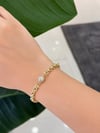14K Gold Renk Taşlı Top Detay VIP Zincir Bileklik (17+2 cm)