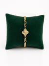 14K Gold Renk Tek Yonca Model VIP Bileklik (17+2 cm)