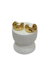 14K Gold Renk Tombik Dokulu Orta Boy VIP Küpe (2 CM)