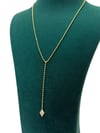 14K Gold Renk Ucu Taşlı Üçgen VIP Y Kolye (56+5 CM)