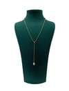 14K Gold Renk Ucu Taşlı Üçgen VIP Y Kolye (56+5 CM)