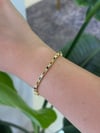 14K Gold Renk Yağ Yeşili Taşlı İnce Zarif VIP Bileklik (17+2 CM)