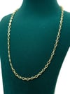 14K Gold Renk Yatay ve Dikey Zincir VIP Kolye (45 CM)