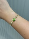 14K Gold Renk Yeşil Taşlı Vintage Ezme VIP Bileklik (17+5 CM)