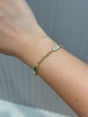 14K Gold ve Üç Renk Nazarlıklı Bileklik (15+2 CM)