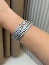 Gümüş Renk Gold Boncuklu Deri Mıknatıslı Tasarım Bileklik (19 CM)