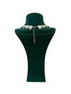 Gümüş Renk Kare Dövme Pul Detaylı Boncuk Kolye (35+5 CM)