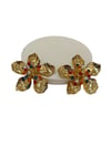 İçi Renkli Gold Çiçek Küpe (4,5 CM)