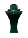 Kiremit Renk Firuze Taşlı Mercan Kolye (45 CM+5 CM)