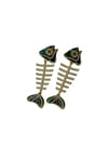 Lacivert Gold Kılçık Model Küpe (6,5 cm)