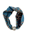 Marina Pearl Fular – Lacivert & Mavi Zincir Desenli