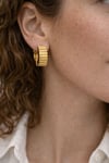 VIP Çizgi Desen Halka Gold Küpe