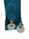 Yuvarlak Mavi Gold Detay Küpe (3 CM)