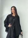 Bağlama Detaylı Dökümlü Bluz Gömlek (krem-siyah-kahve)