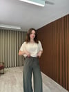 Beli Lastikli Tensel Pantolon (yeşil-kahve)