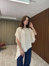 Çapraz Kesim Şifon Bluz (krem)
