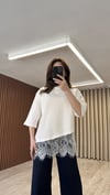 Dantel Detaylı Tshirt (Beyaz-Siyah)