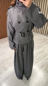 Dik Yaka Trençkot (Gri)