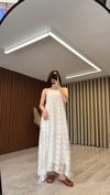 Güpür Detaylı Astarlı Elbise (Beyaz)