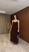 İp Askılı Astarlı Keten Elbise (Sarı-Haki)